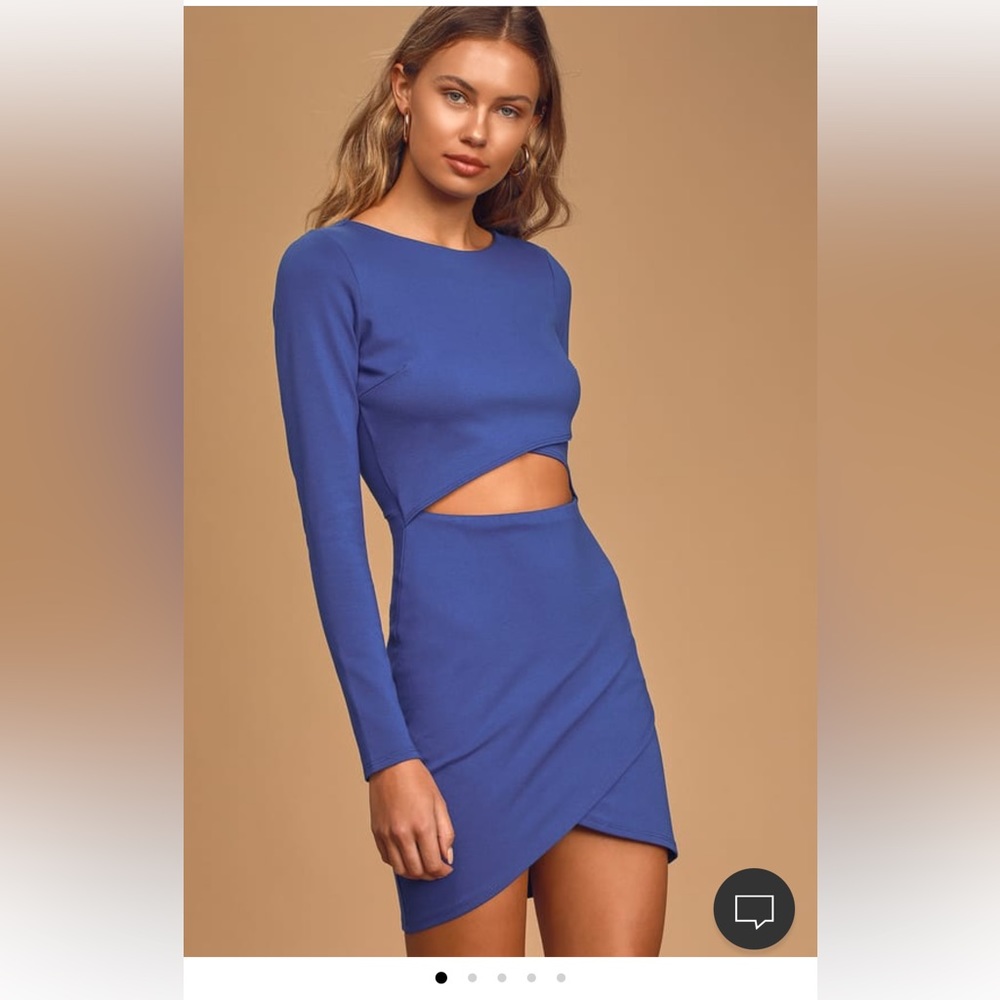 NWT Lulus royal blue cut out long sleeve mini dress